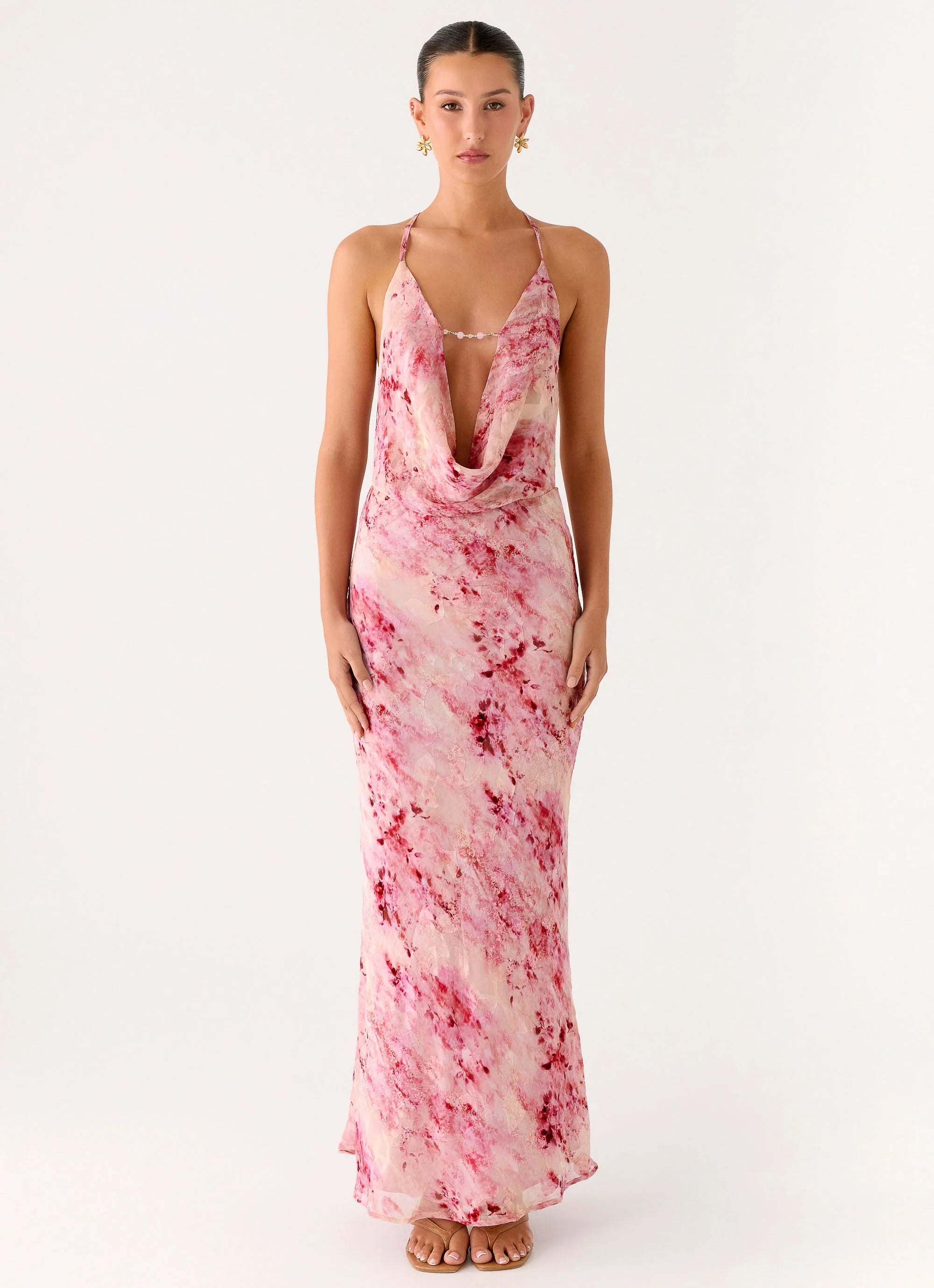 Pure Heart Cowl Maxi Dress Pink