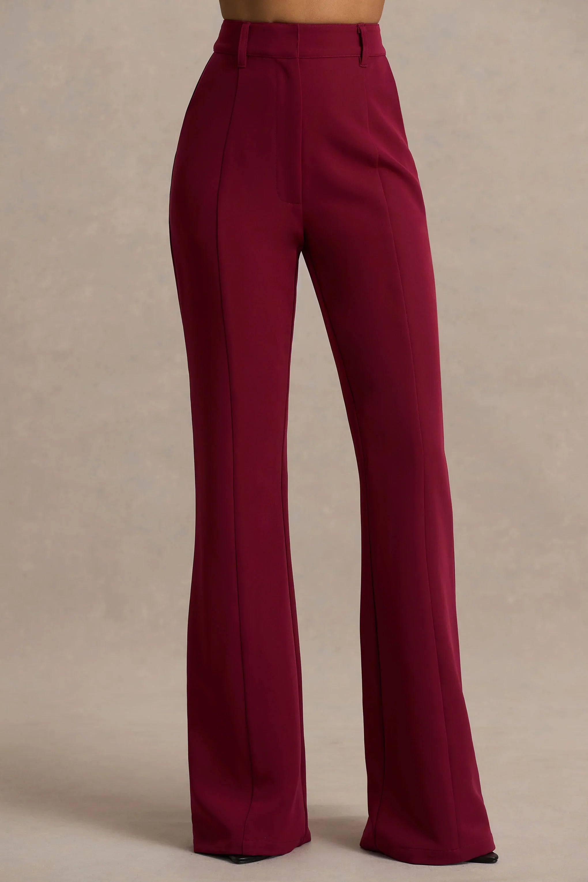 Carina Burgundy Flared Leg Tailored Trousers