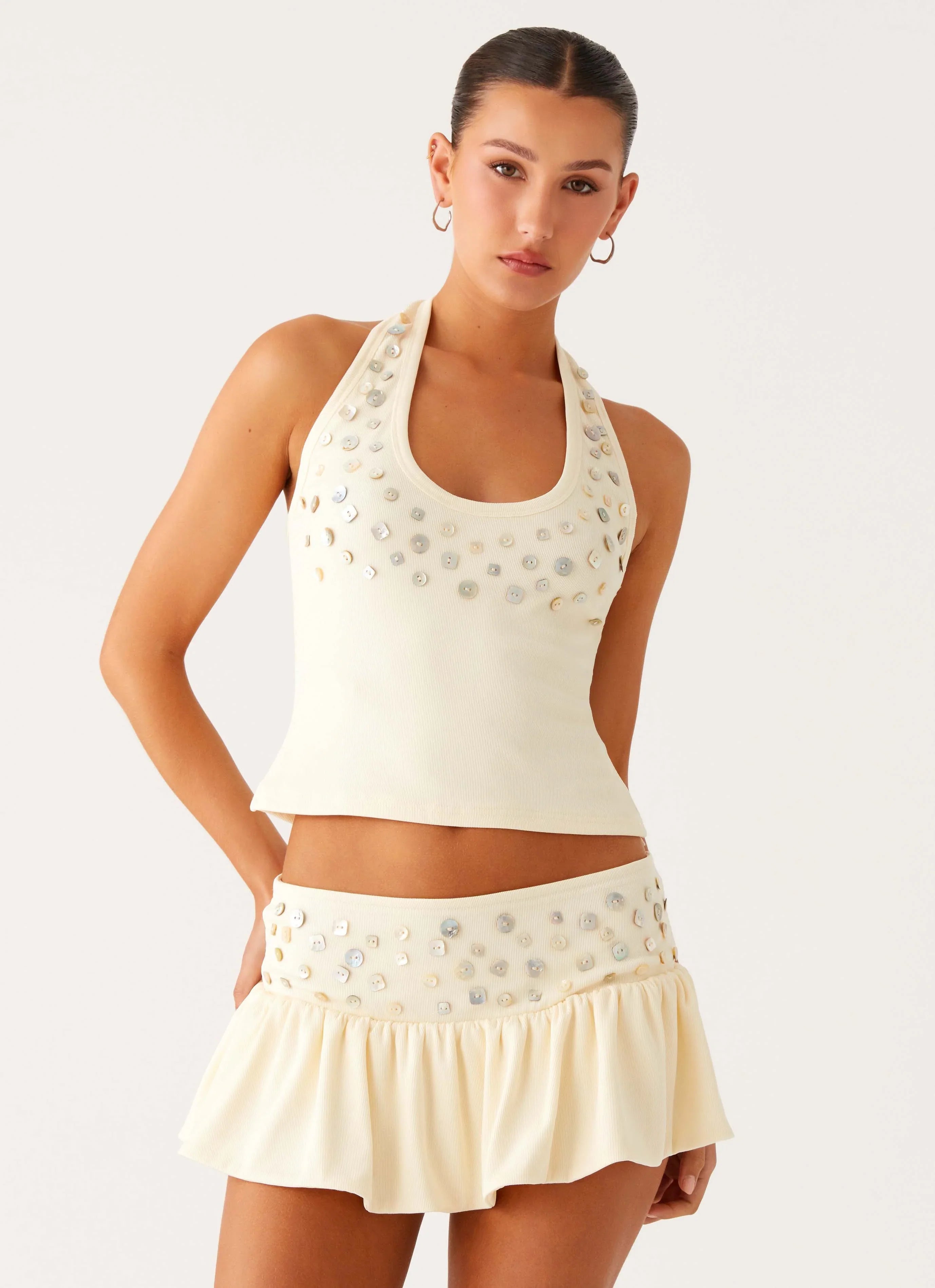 Vegas Nights Low Rise Skort Yellow