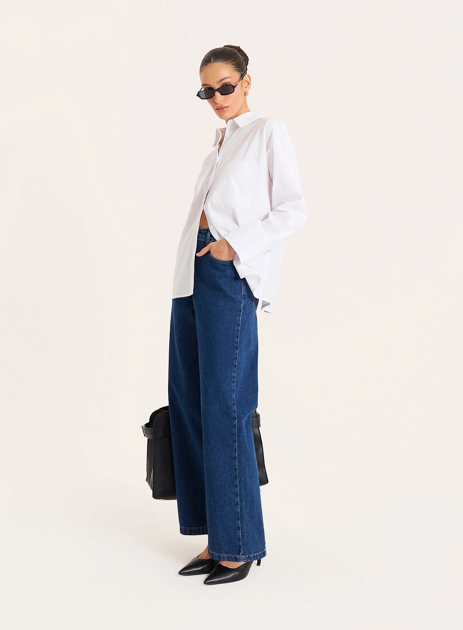 White Cotton Tie Back Detail Shirt
