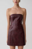 Anouk Faux Leather Strapless Mini Dress Merlot