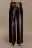 Henry Croc Faux Leather Straight Leg Pants Dark Chocolate