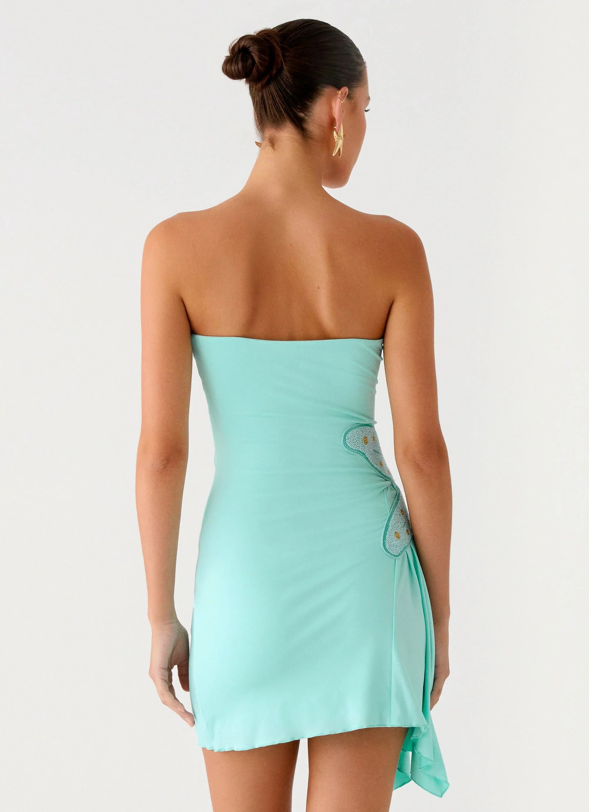 Ocean Dream Strapless Mini Dress Turquoise