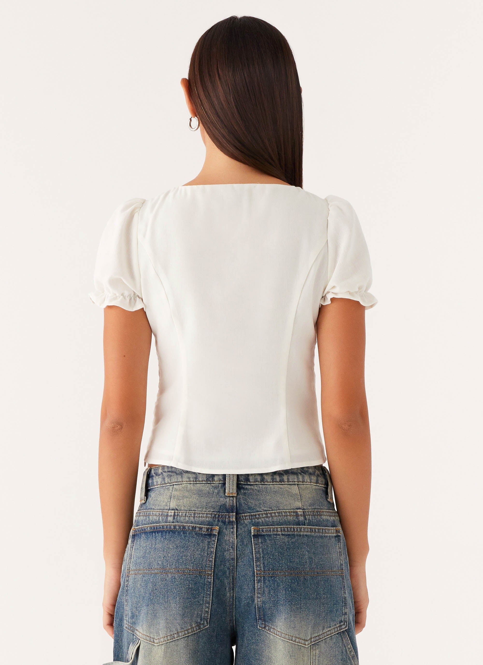 These Words Puff Sleeve Top White