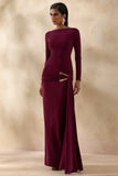 Astrielle Burgundy Wide Neck With Gold Detail And Sash