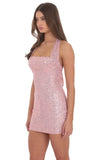 Sequin Halter Dress in Rose Pink