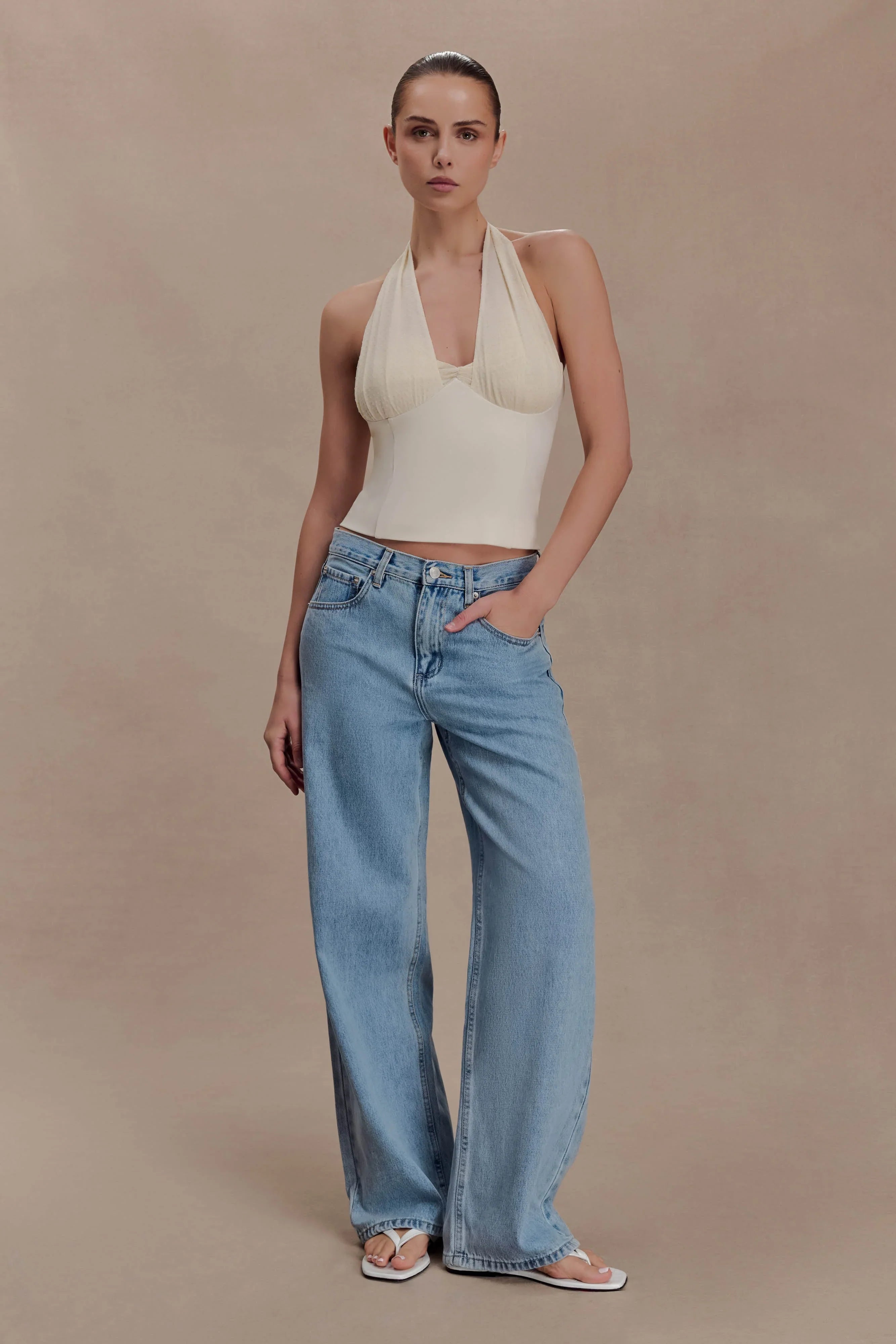 Cressida Crepe Halter Top Ivory