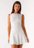 Kelda Mini Dress White Polka Dot