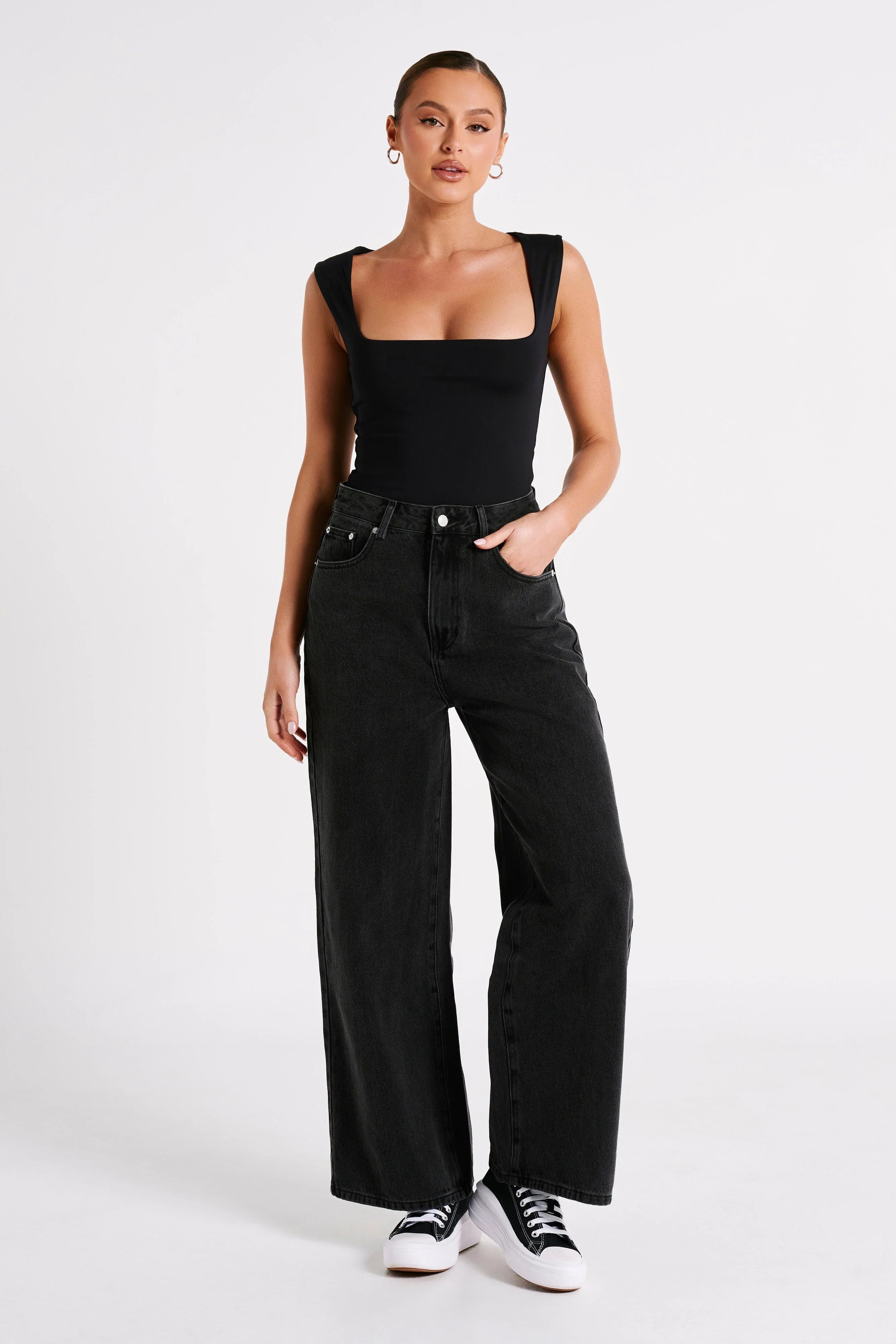 Linley Recycled Nylon Long Line Top Black