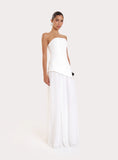 White Bandeau Asymmentric Detail Maxi Dress