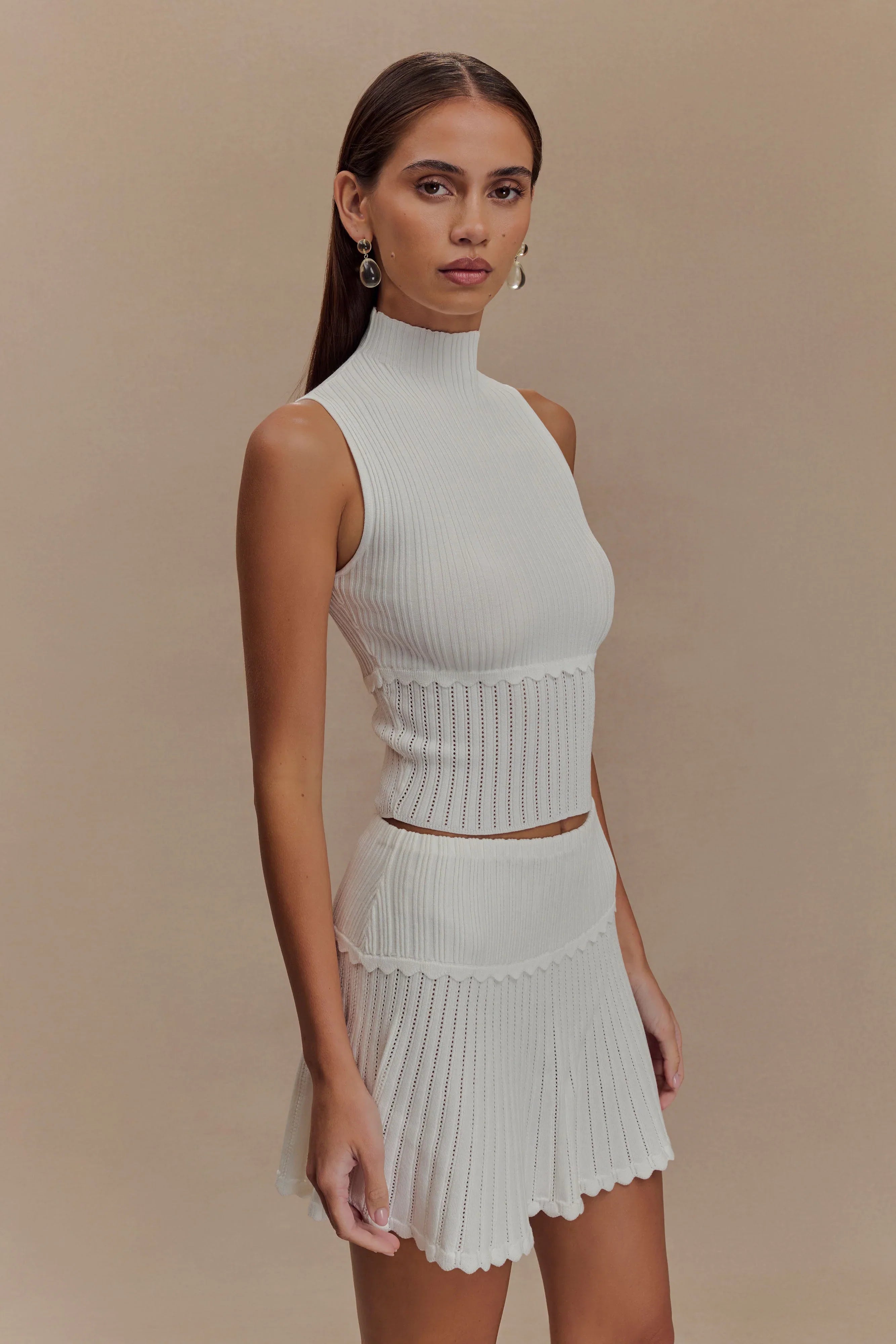 Indy Pointelle Knit Top Ivory