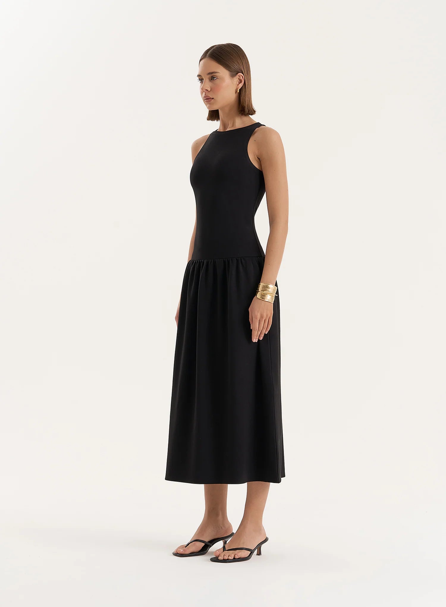 Black Jersey Drop Waist Dress
