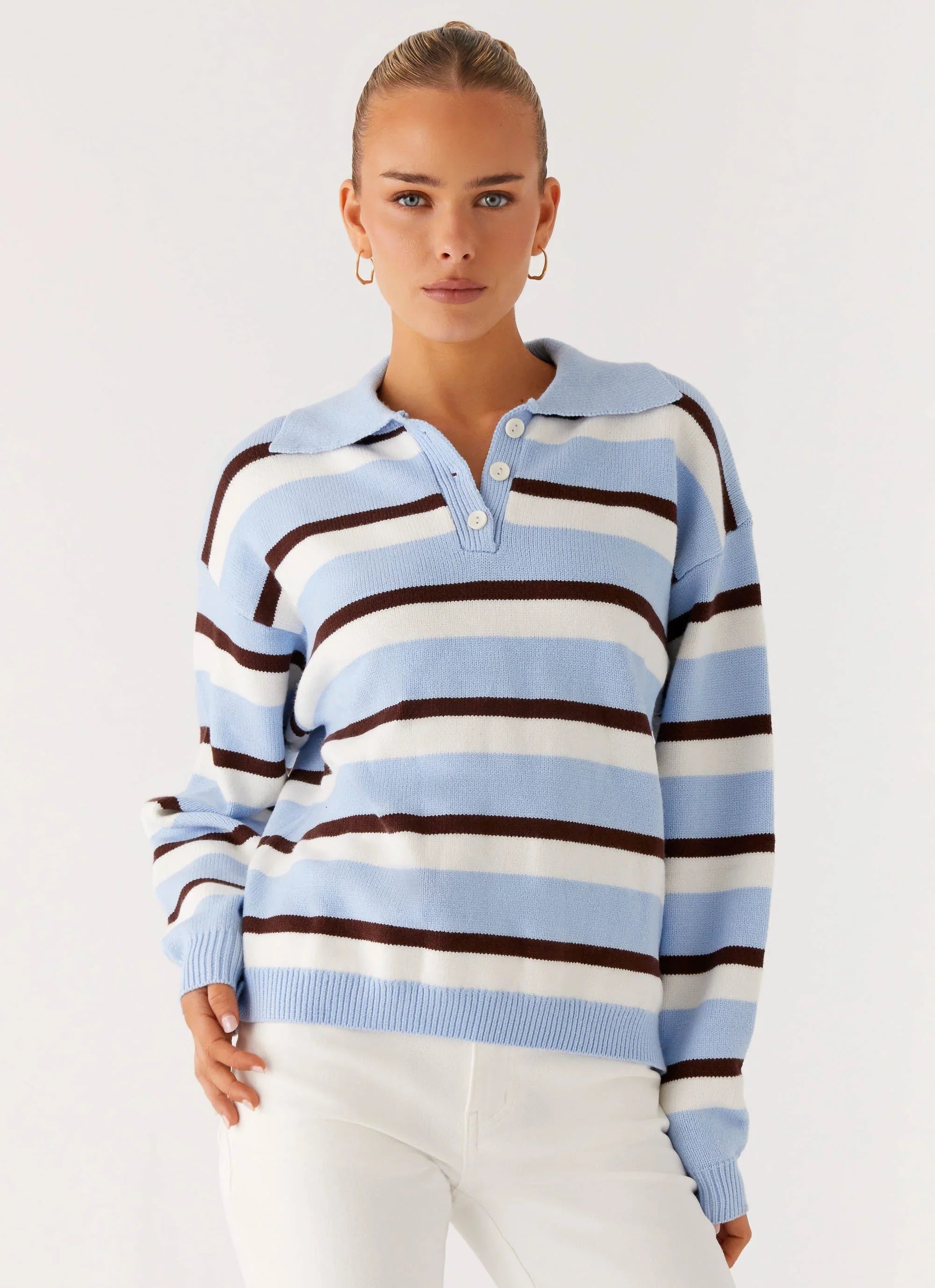 Liana Striped Polo Blue Stripe