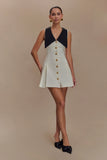 Oli Sleeveless Contrast Mini Dress Ivory Black