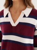 Striped Knitted Contrast Collar Jumper