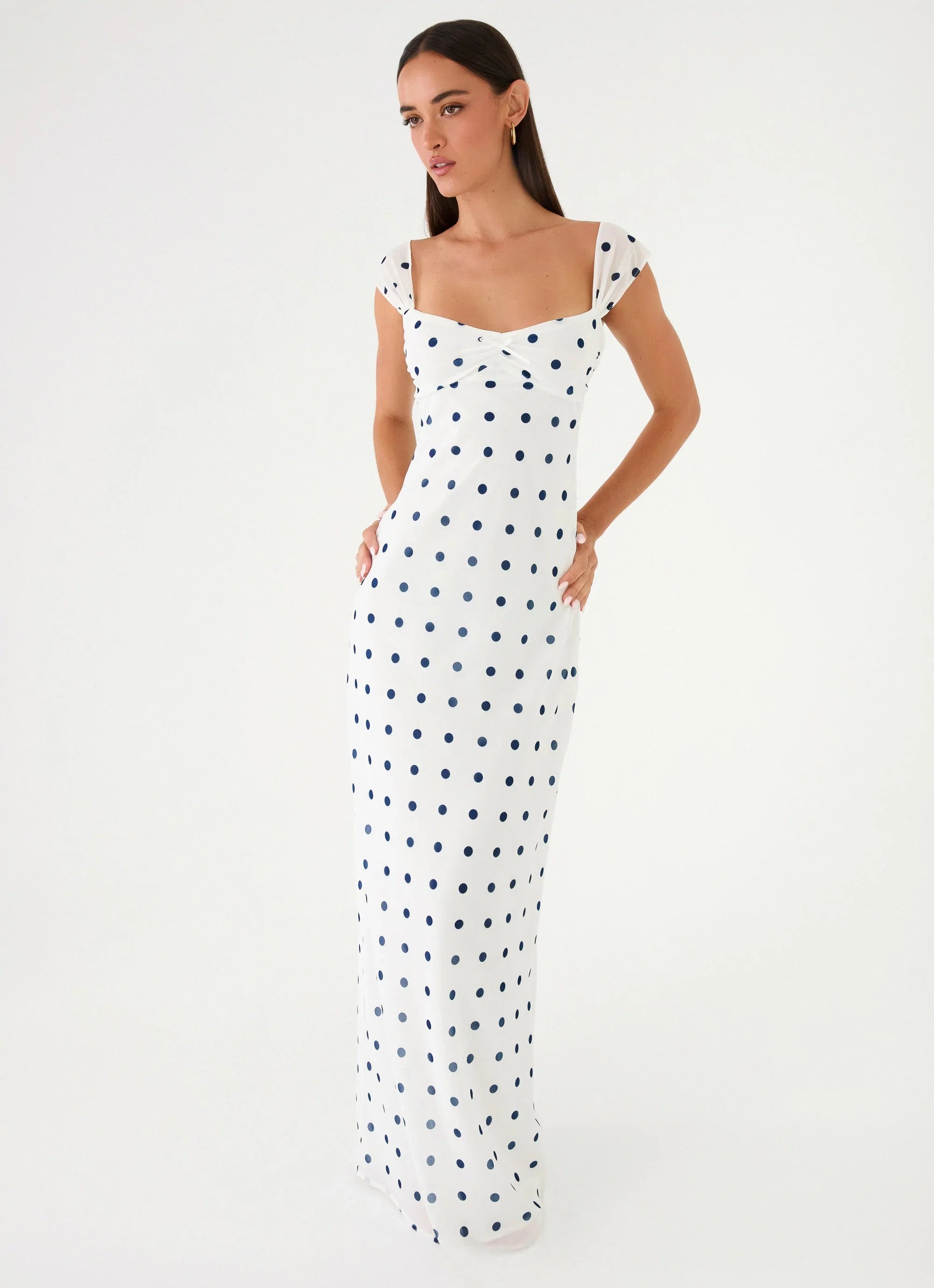 Roma Notte Maxi Dress Porcelain Blue Polka Dot