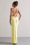 Dressing Up Lemon One Shoulder Maxi Dress With Open Back Detail