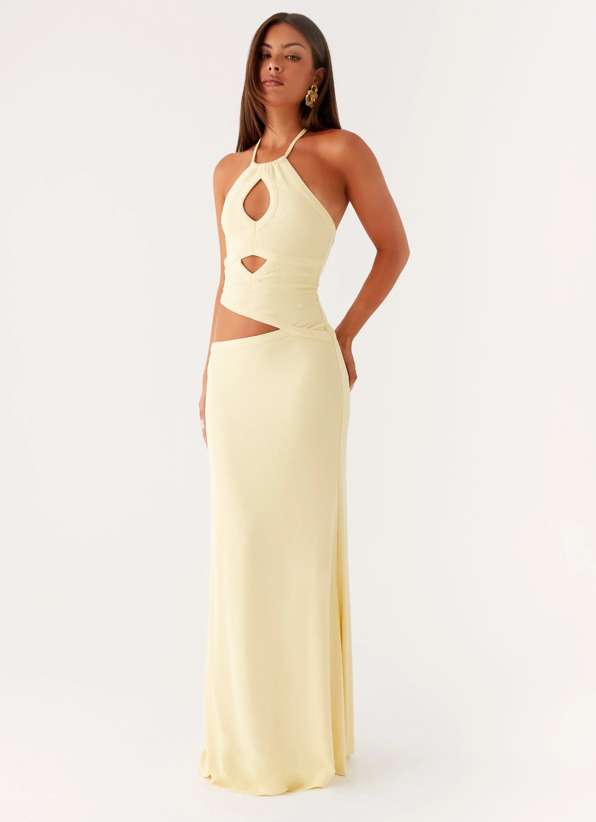 Lanah Cut Out Maxi Dress Yellow