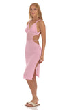 Ixora Crochet Cutout Midi Dress in Pink