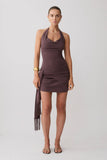 Lucien Cowl Neck Mini Dress Peppercorn
