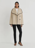 Beige Contrast Stitch Oversized Jacket