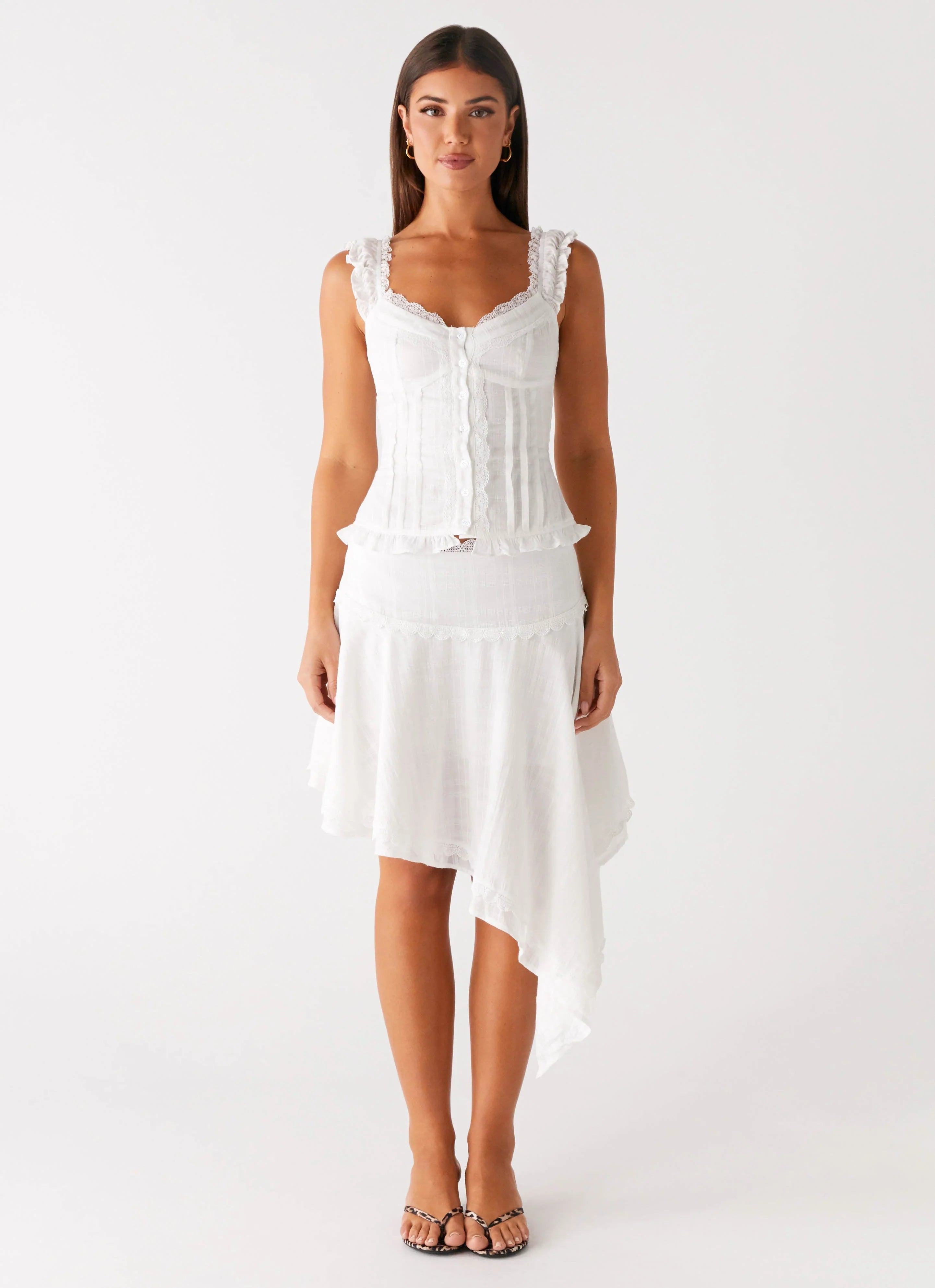 Clearwater Mist Midi Skirt White