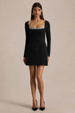 Martha Black Embellished Sweetheart Neck Mini Dress