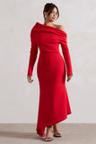 Lou Red One Shoulder Asymmetric Maxi Dress