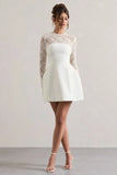 Birdie White Lace Long Sleeve Mini Dress