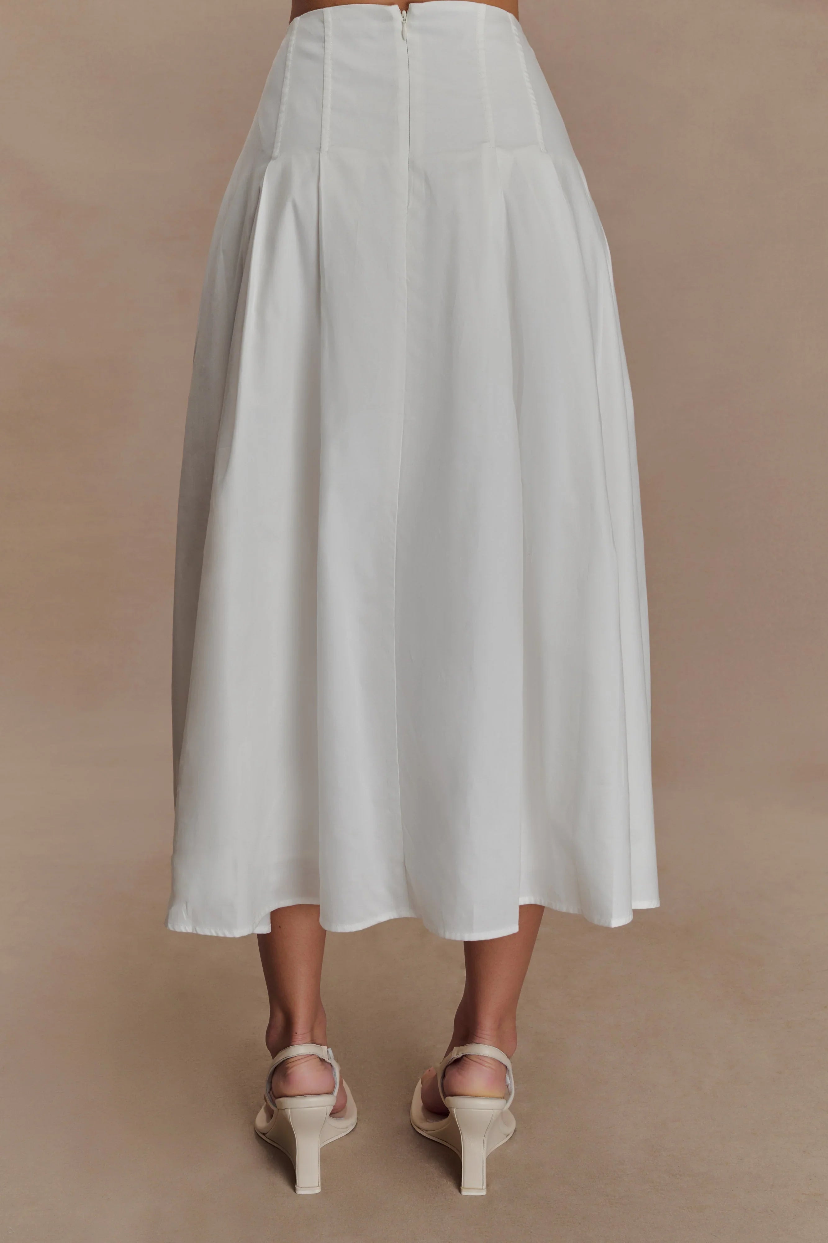 Mae A Line Midi Skirt White