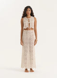 Beige Crochet Maxi Skirt