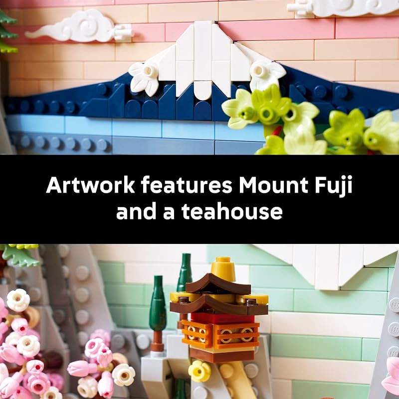 LEGO Art Japanese Cherry Blossom Landscape Building Set for Adults Room Decoration Gift for Women Men Ages 18 Framed Wall Decor Stand or Hang to Display 31218