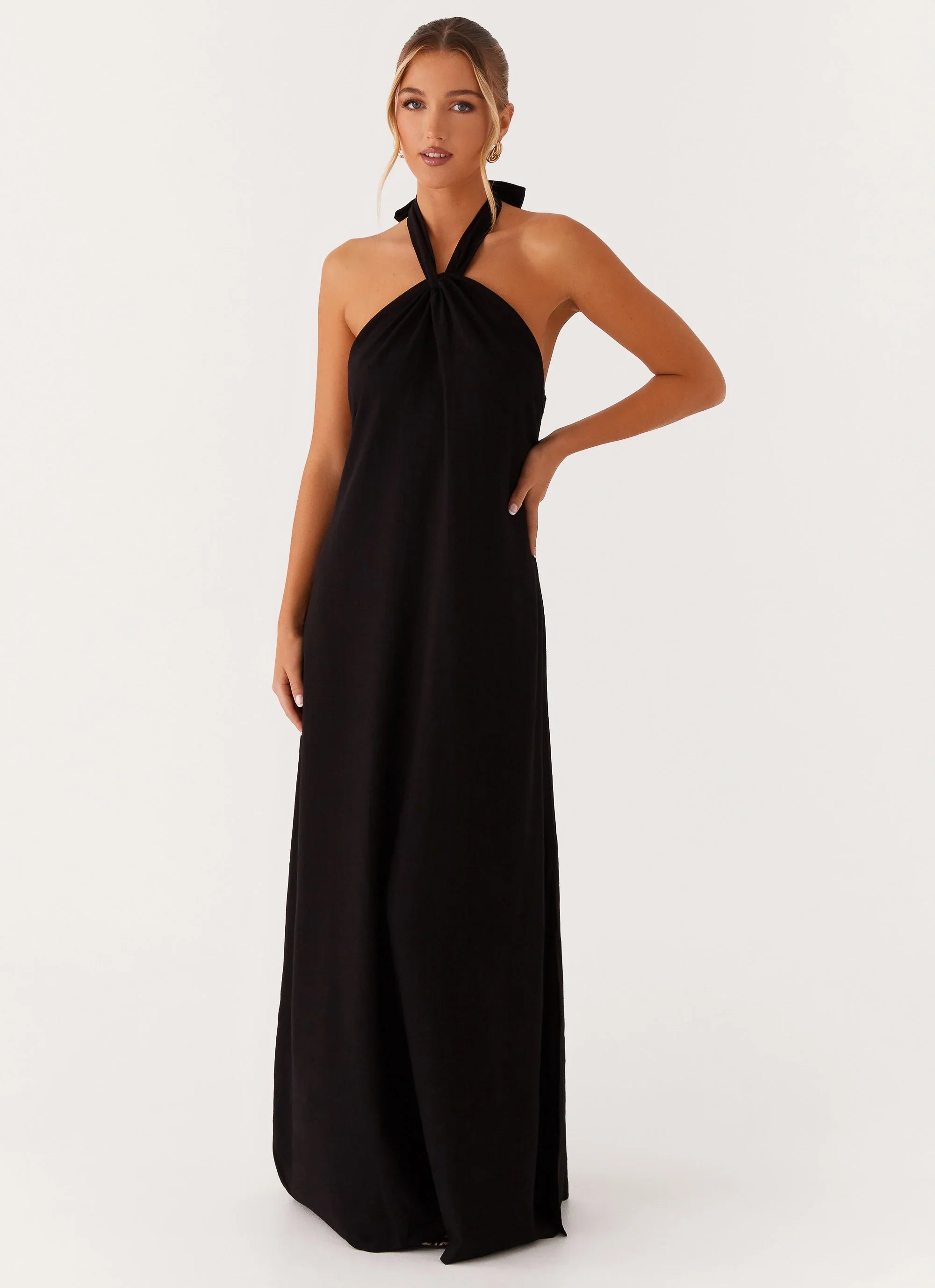 Golden Child Linen Maxi Dress Black
