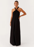 Golden Child Linen Maxi Dress Black