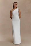 Milena One Shoulder Crepe Maxi Dress White