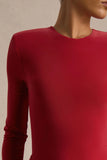 Liora Red Crew Neck Maxi Dress With Front High Split