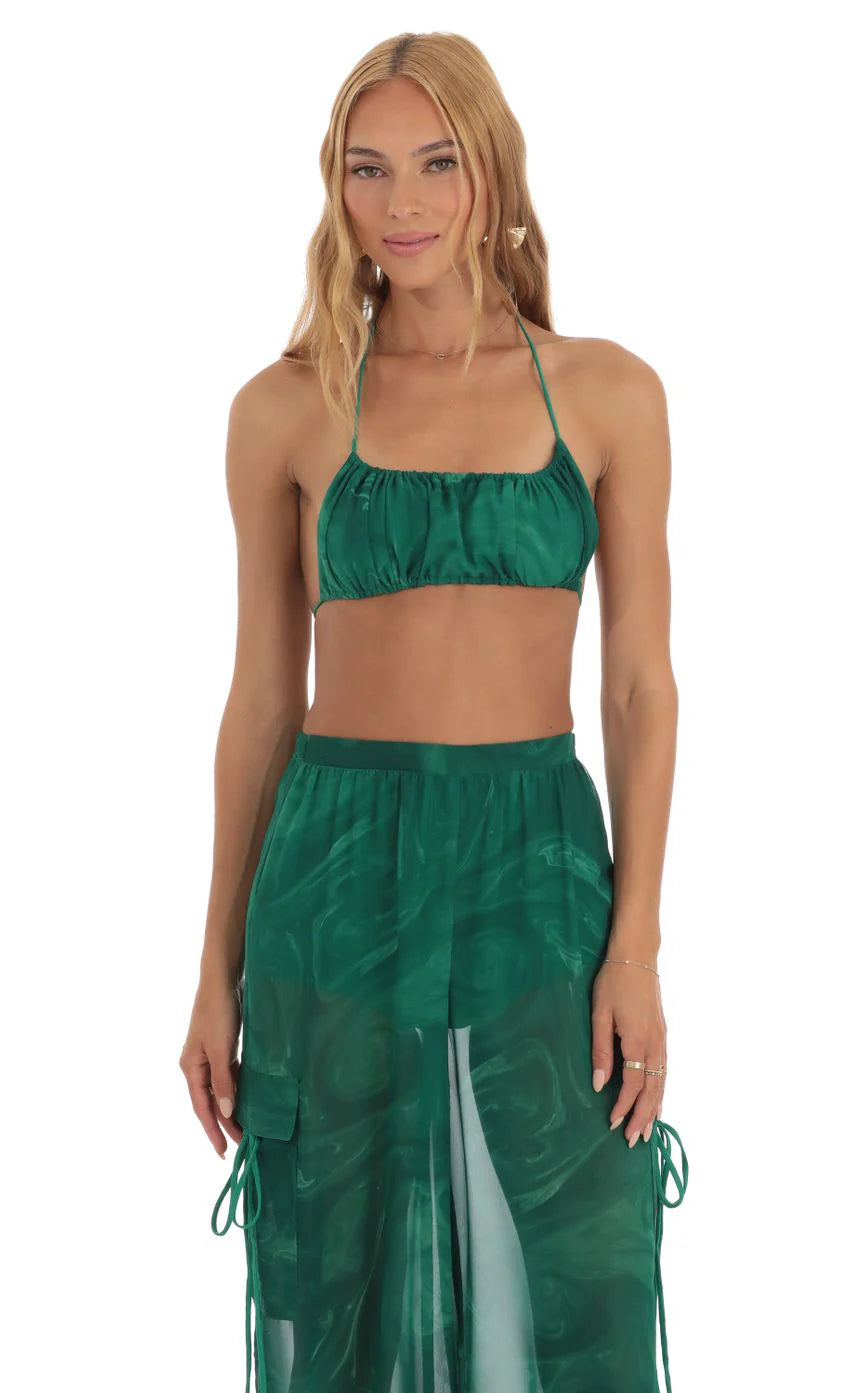 Three Piece Set in Green Swirl