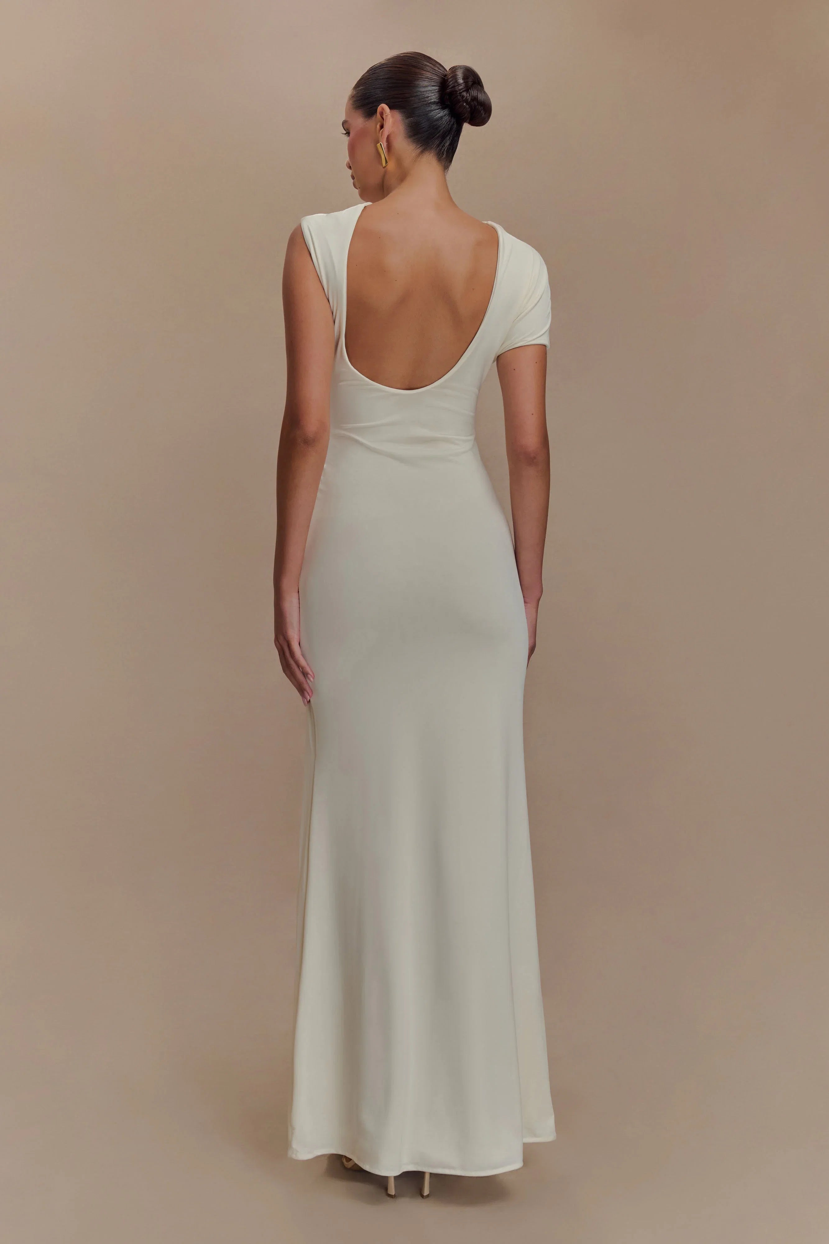 Kaida Slinky Maxi Dress With Hardware Ivory