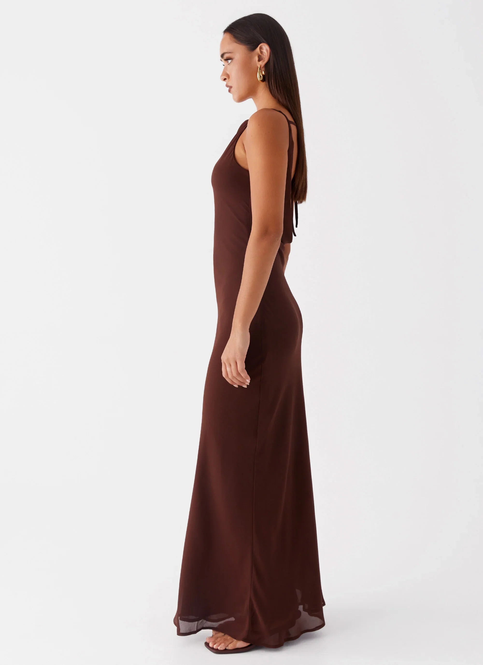 Dove High Neck Maxi Dress Chocolate