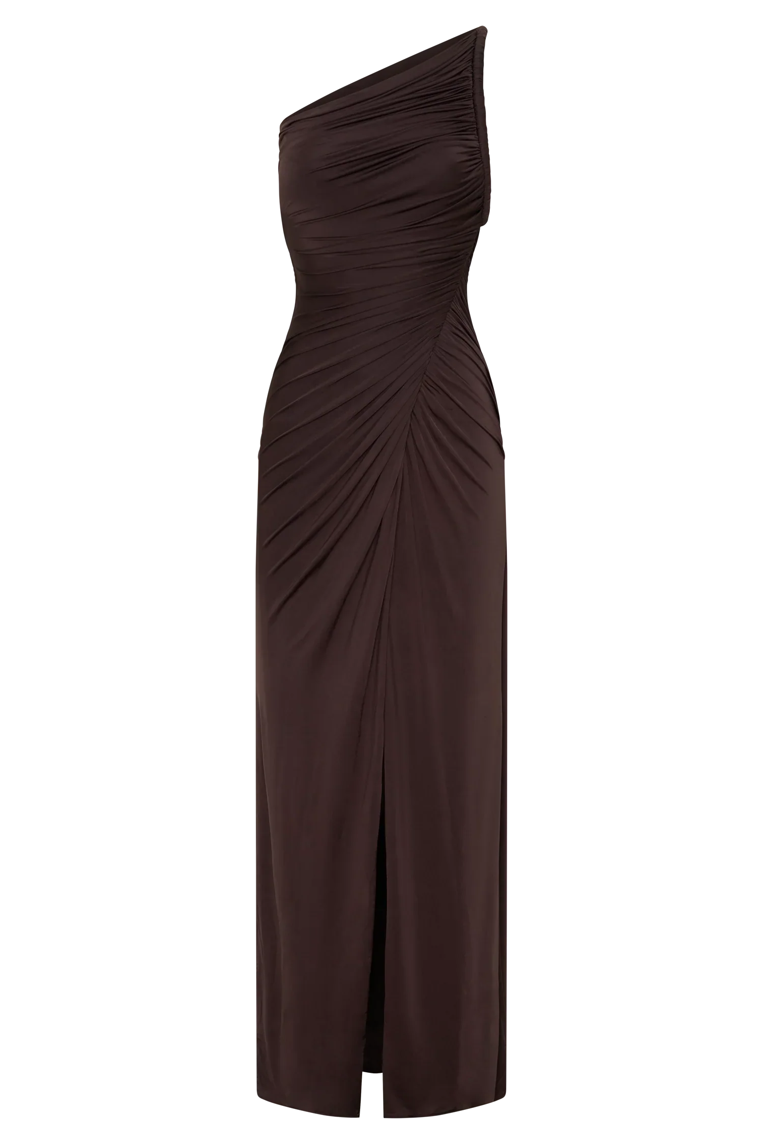 Ryn Twisted One Shoulder Maxi Dress Dark Chocolate