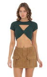 Knit Cutout Top in Green