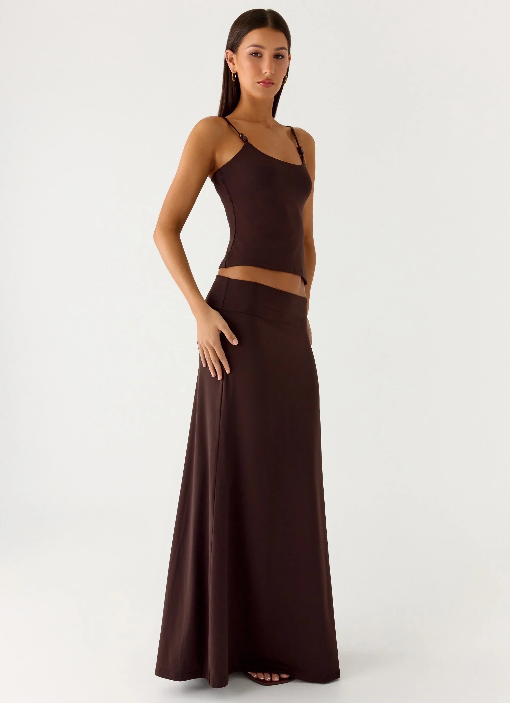 Like A Flower Maxi Skirt Chocolate