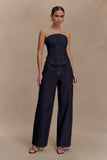 Monte Strapless Denim Corset Washed Indigo Blue