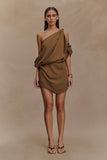 Gabriella Draped Mini Dress Light Brown Marle