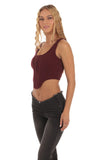 Ribbed Corset Tank Top in Maroon