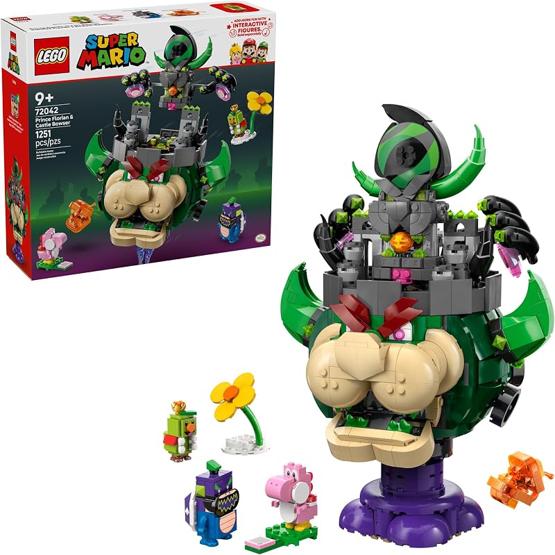 LEGO Super Mario Prince Florian Castle Bowser Building Toy Pretend Play Set for Boys Girls Ages 9 Building Blocks for Kids W Digital Action 4 Toy Figures Gift Idea for Birthdays 72042