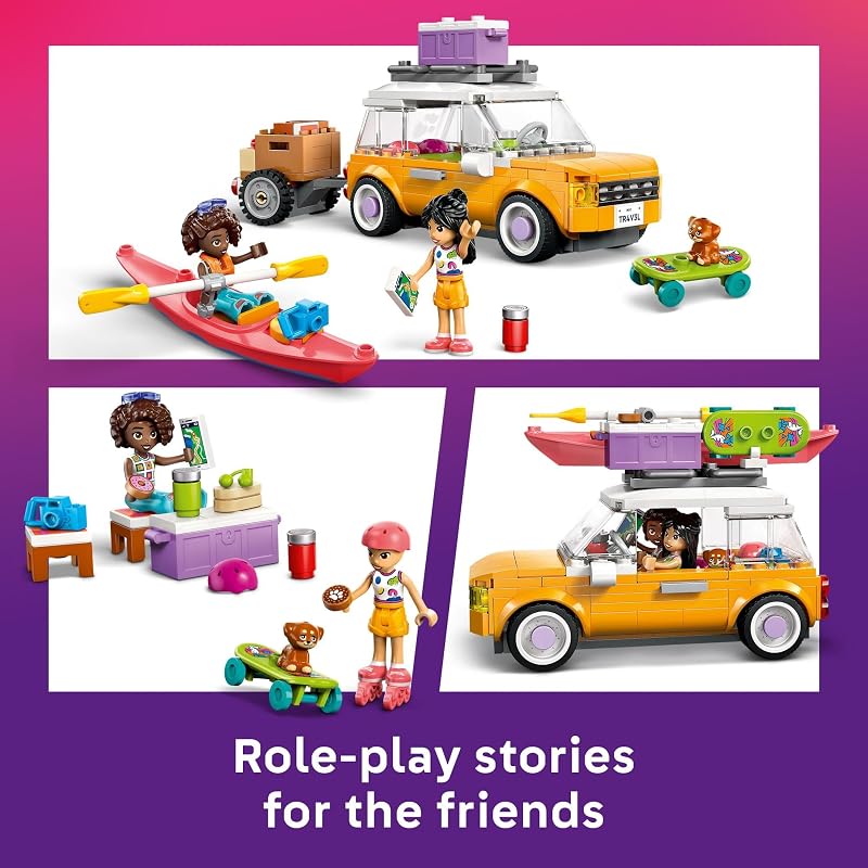 LEGO Friends Friendship Road Trip Travel Car Toy Buildable Storytelling Playset with Pretend Play Toys and Puppy Figurine Fun Birthday Gift Idea for Girls Boys Ages 6 42659