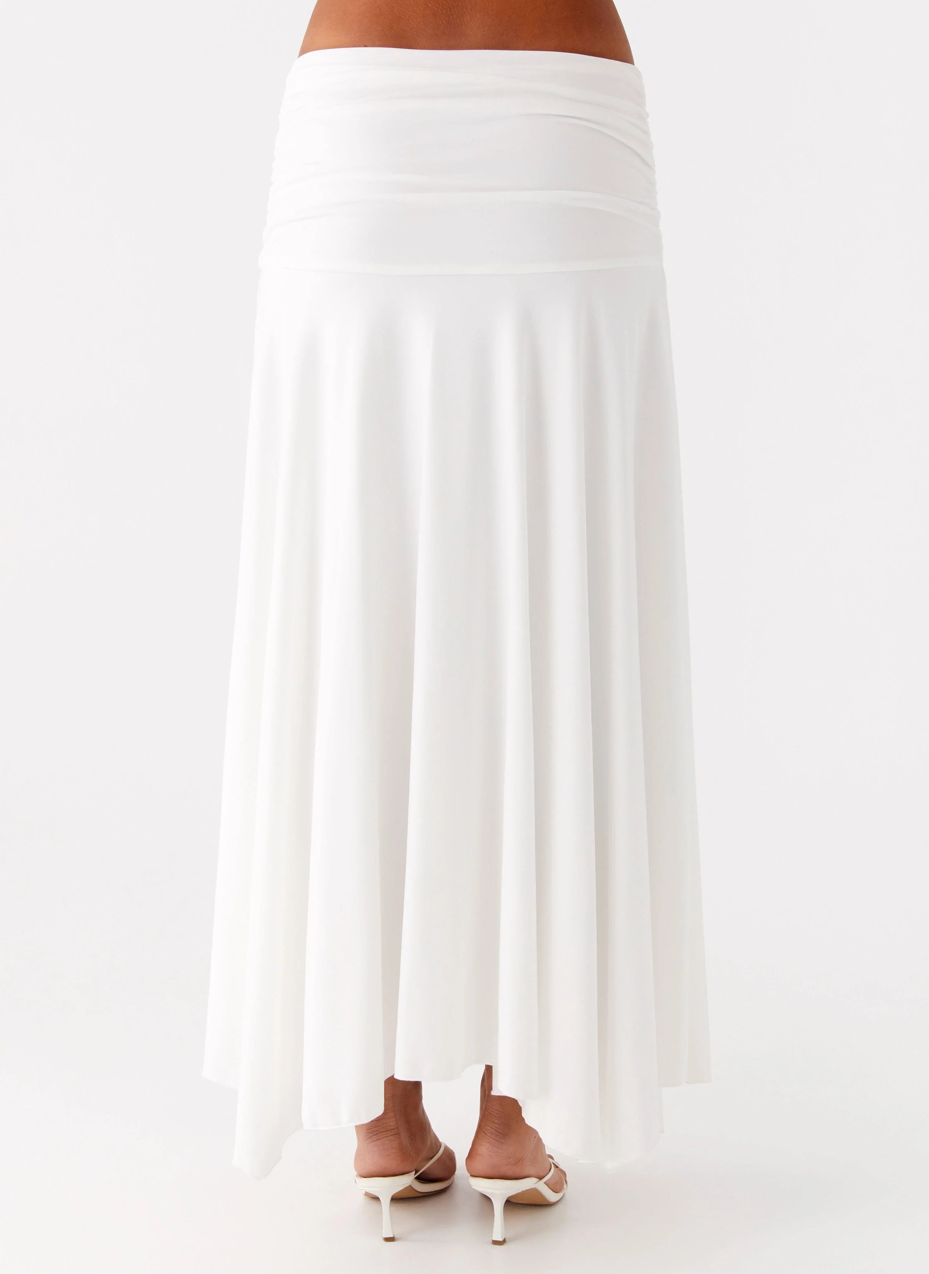 Liana Ruched Maxi Skirt White
