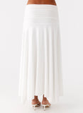 Liana Ruched Maxi Skirt White