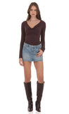 Low Rise Denim Mini Skirt in Light Blue
